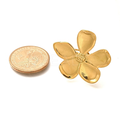 Flower 304 Stainless Steel Open Cuff Ring for Women RJEW-R006-03G-02-1