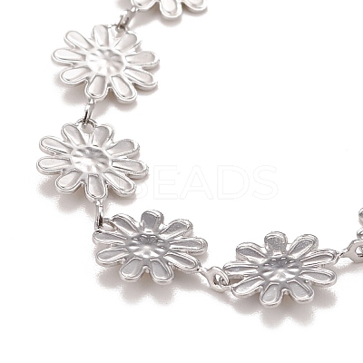 Enamel Daisy Link Chains Bracelet BJEW-P271-01P-02-1