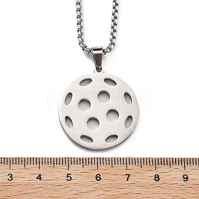 201 Stainless Steel Pickleball Pendant Box Chain Necklaces for Women Men LS-NJEW-H050-01A-P-1