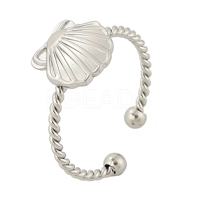 Shell 304 Stainless Steel Open Cuff Rings for Women LS-RJEW-G338-09P-1