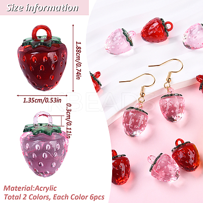 12Pcs 2 Colors Transparent Korea Acrylic Pendants OACR-YW0002-10-1