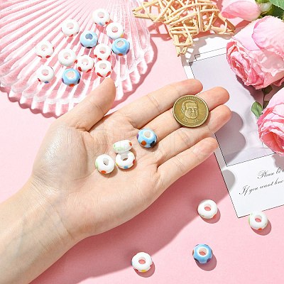 20Pcs 4 Colors Handmade Printed Porcelain European Beads PORC-CJ0001-31-1
