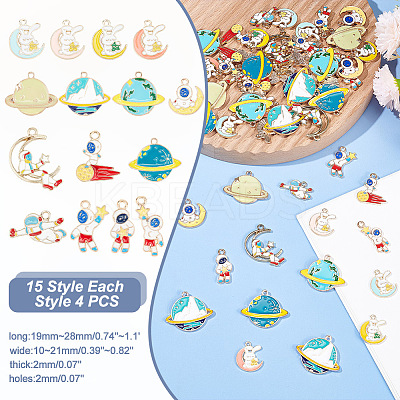 60Pcs 15 Style Alloy Enamel Pendants ENAM-AR0001-52-1