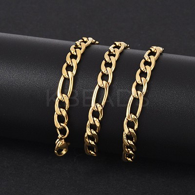 Fashionable 304 Stainless Steel Figaro Chain Necklaces for Men LS-STAS-A028-N017G-1