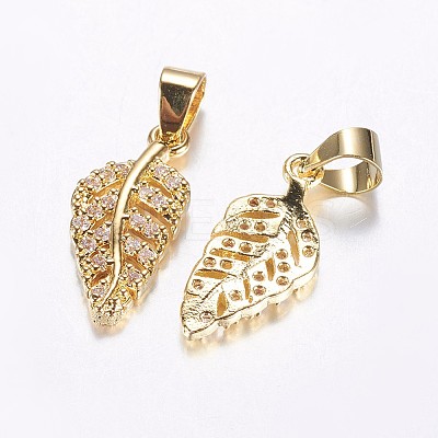 Long-Lasting Plated Brass Micro Pave Cubic Zirconia Pendants X-ZIRC-F069-36G-1