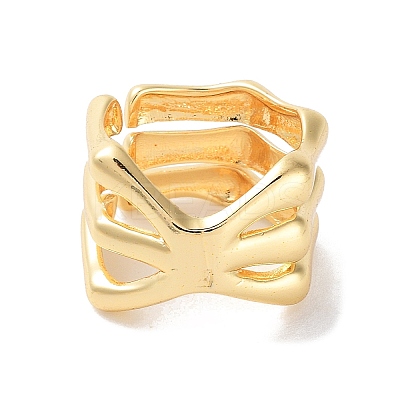 Brass Open Cuff Rings for Women RJEW-E292-25G-1