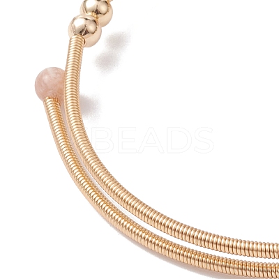 Natural Moonstone Round Beaded Cuff Bangle BJEW-JB10113-01-1