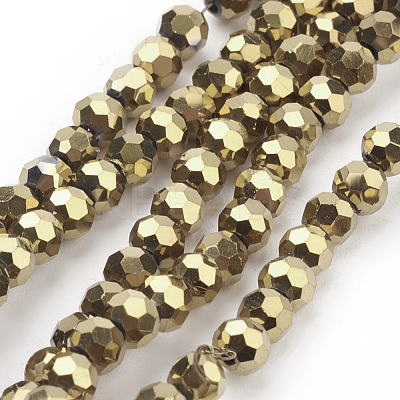 Faceted(32 Facets) Electroplate Glass Bead Strands X-EGLA-R042-4mm-03-1