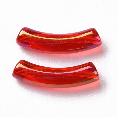 UV Plating Transparent Rainbow Iridescent Acrylic Beads OACR-A016-01J-1