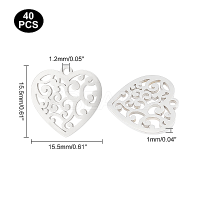 40Pcs 201 Stainless Steel Pendants STAS-UN0035-22-1