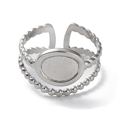 Non-Tarnish 304 Stainless Steel Open Cuff Ring Components STAS-M323-58P-1