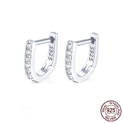 Anti-Tarnish Rhodium Plated 925 Sterling Silver Micro Pave Cubic Zirconia Hoop Earrings for Women EJEW-F317-20P-1