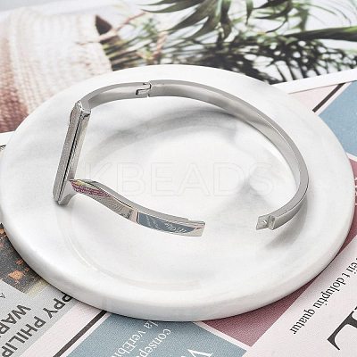 304 Stainless Steel Hinged Bangles for Women BJEW-A011-20P-1