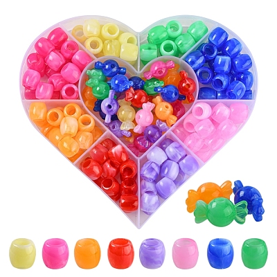 156Pcs 9 Style Acrylic European Beads MACR-YW0001-68-1