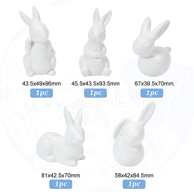 5Pcs 5 Style Porcelain Display Decoration AJEW-GL0002-01-1