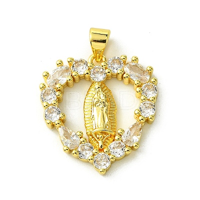 Brass Micro Pave Clear Cubic Zirconia Pendants KK-H472-38A-G-1