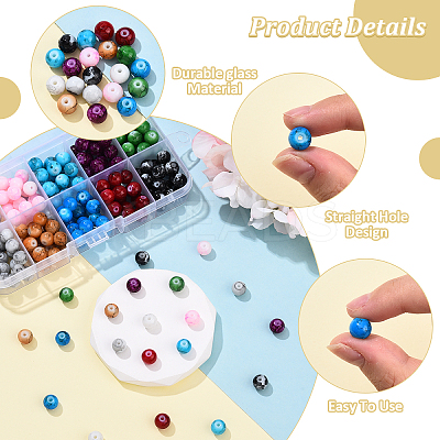 220Pcs 10 Colors Baking Paint Glass Round Beads DGLA-YW0001-59-1
