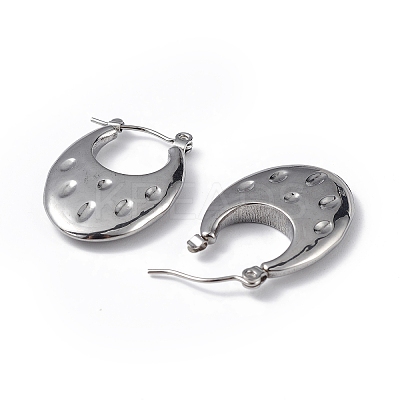 Non-Tarnish 304 Stainless Steel Round Textured Teardrop Thick Hoop Earrings for Women EJEW-I284-19P-1