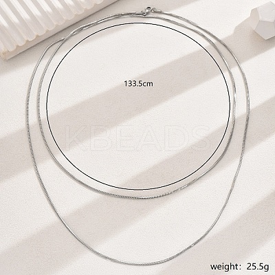 Non-Tarnish 201 Stainless Steel Double Layer Snake Bone Chain Necklaces for Women NC1612-1
