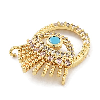 Evil Eye Rack Plating Brass Micro Pave Cubic Zirconia Pendants KK-Z071-69G-02-1