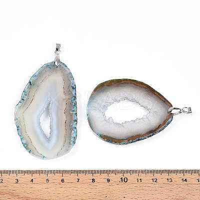 Dyed Natural Druzy Agate Slice Big Pendants G-N344-44-1
