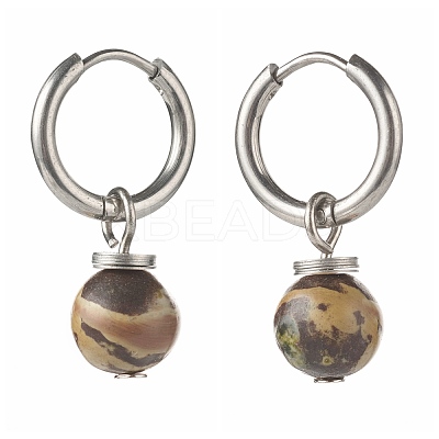 Natural Plum Blossom Jasper Beads Earrings for Girl Women Gift EJEW-JE04607-01-1