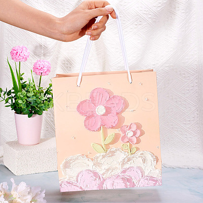 6Pcs Rectangle Paper FLower Gift Bags with Rope Handles ABAG-TA0001-29B-1