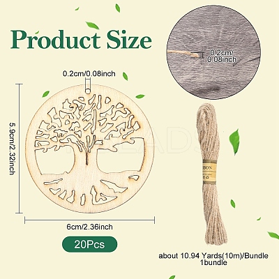 20Pcs Undyed Natural Wooden Big Pendants WOOD-YW0001-69-1