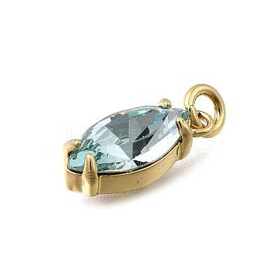 Horse Eye Brass with Glass Charms KK-G525-04G-01-1