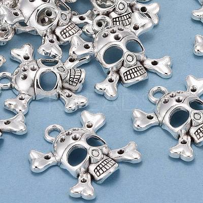 Alloy Crossbone Skull Pendant Rhinestone Settings EAA212Y-1