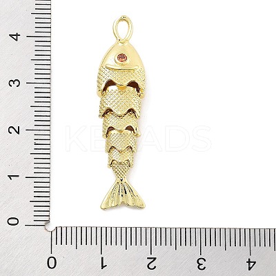 Fish Rack Plating Brass Micro Pave Cubic Zirconia Pendants KK-Z071-72B-01G-1