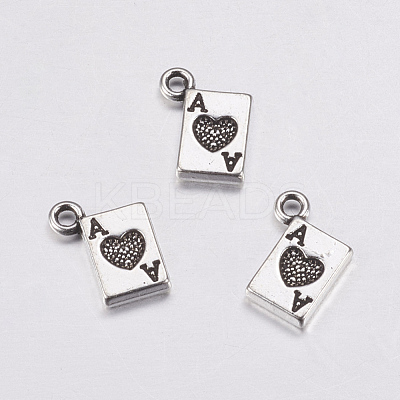 Antique Silver Plated Tibetan Style Zinc Alloy Poker Ace Pendants X-AC0322-1