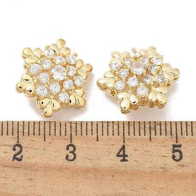 Rack Plating Brass Micro Pave Clear Cubic Zirconia Buttons KK-K293-11G-1