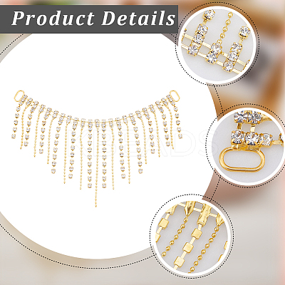 2Pcs Alloy & Glass Rhinestones Tassel Shoe Decoration Chain FIND-GF0005-26-1