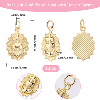 6Pcs Brass Pendants KK-BBC0009-54-1