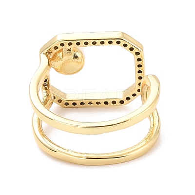 Hollow Rectangle Cubic Zirconia Cuff Ring for Mother's Day RJEW-C004-16-RS-1
