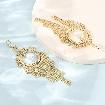 Brass Micro Pave Cubic Zirconia Dangle Earrings KK-CBADE12-05G-1