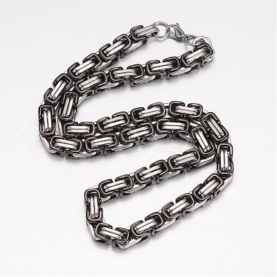 201 Stainless Steel Byzantine Chain Necklaces NJEW-K062-01C3-7mm-1