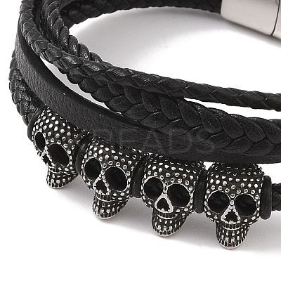 Braided Microfiber Leather Multi-strand Bracelets BJEW-B096-08H-1
