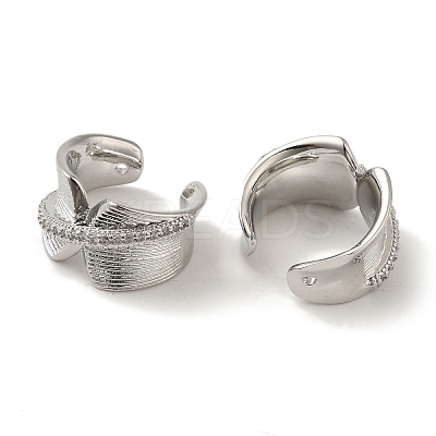Rack Plating Brass Micro Pave Clear Cubic Zirconia Cuff Earrings for Women EJEW-P280-02P-1