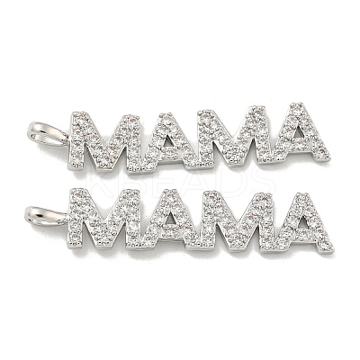 Mother's Day Brass Micro Pave Cubic Zirconia Pendants KK-K378-11P-1
