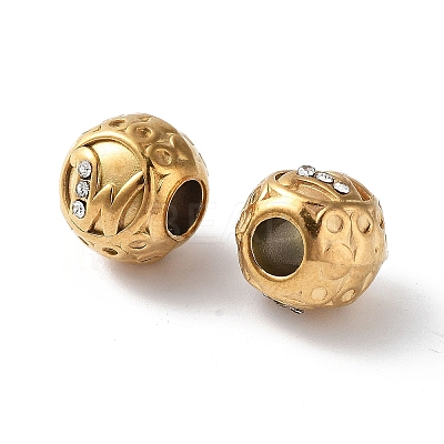 Ion Plating(IP) 304 Stainless Steel Rhinestone European Beads STAS-A092-10W-G-1