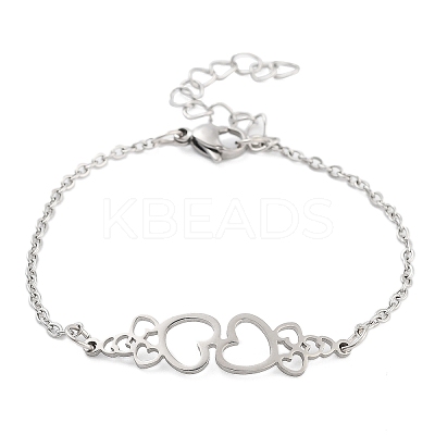 Non-Tarnish Stainless Steel Cable Chain Link Bracelets for Women Men STAS-Z061-01P-09-1