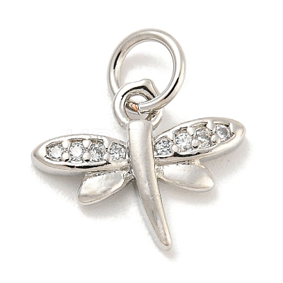Rack Plating Brass Micro Pave Clear Cubic Zirconia Pendants KK-B093-10A-P-1