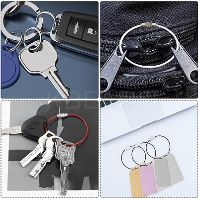 Stainless Steel Wire Keychain Clasps STAS-SC0009-43-1