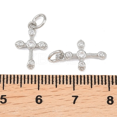 Brass Micro Pave Clear Cubic Zirconia Charms KK-G549-15B-P-1