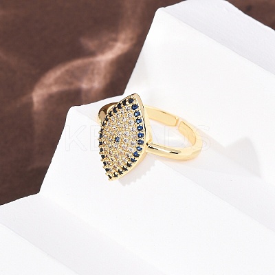 Brass Micro Pave Cubic Zirconia Cuff Open Rings for Women RJEW-K264-09B-G-1