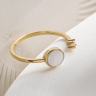 Brass Micro Pave Cubic Zirconia Open Cuff Rings for Women LS-RJEW-K308-02A-G-1