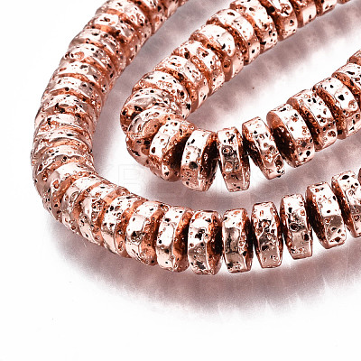 Electroplated Natural Lava Rock Beads Strands G-T114-67RG-1