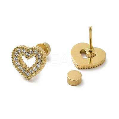 304 Stainless Steel with Rhinestone Stud Earrings for Women EJEW-G364-04G-1